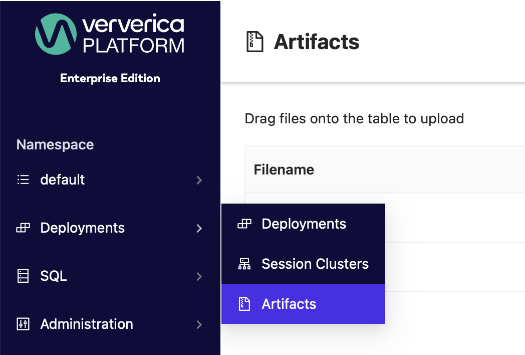 Artifacts Menu